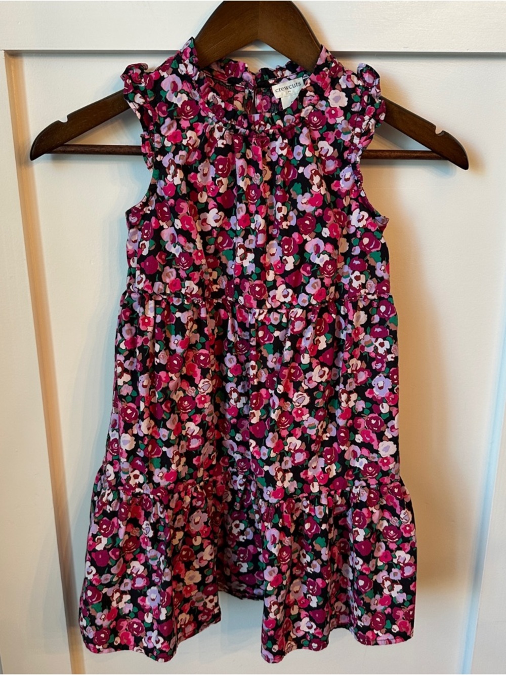 Crewcuts Floral Ruffle Tiered Sundress - Pink and Green